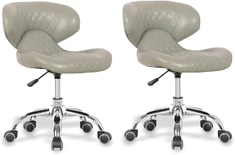 MAYAKOBA Set of 2 Nail Salon Pedicure Stool HugoII Pedicure Chair Short Adjustable Comfort Pneumatic Pump Salon Furniture & Equipment, Gray Diamond