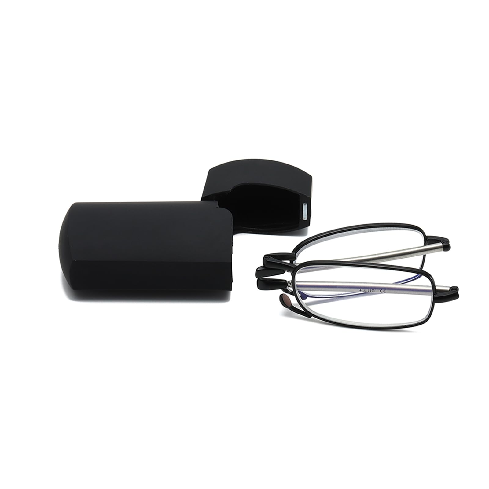 Hubeye Gafas de lectura plegables de metal con bisagras de resorte y patillas telescópicas Anteojos de lectura anti luz azul con estuche de bolsillo portátil 1.50