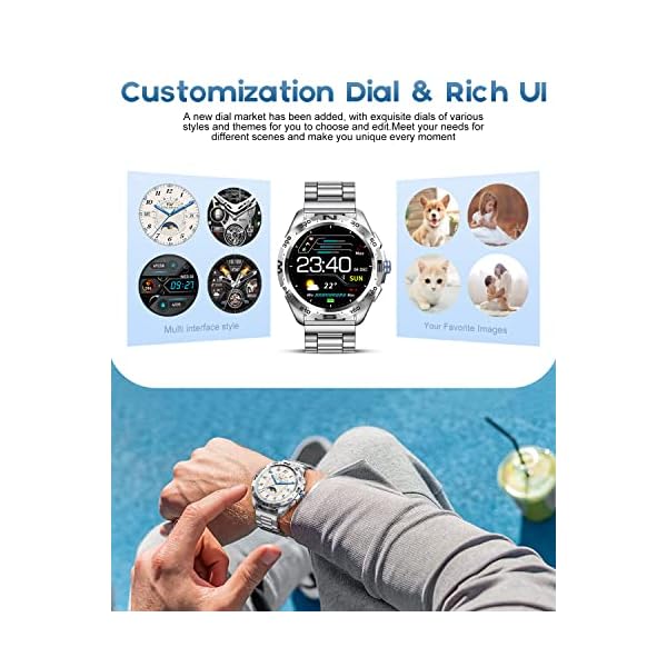 LIGE Smart Watch for Men Bluetooth Call Answering,1.32'' HD Colour Display Rotating Button Fitness Tracker with Heart Rate Blood Pressure Sleep Monitor,IP67 Waterproof Pedometer for iOS Android Silver - Image 7