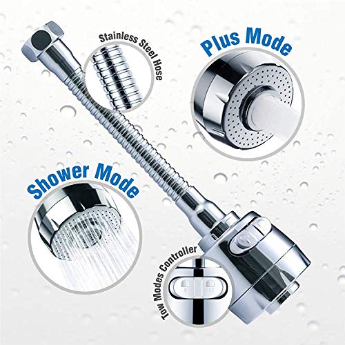 Image of CLINTON Flexible Tap Extender for Kitchen Sink - 360 Rotating Faucet Attachment, Splash-Proof, Water-Saving, Easy Installation (Dual Mode Flow)