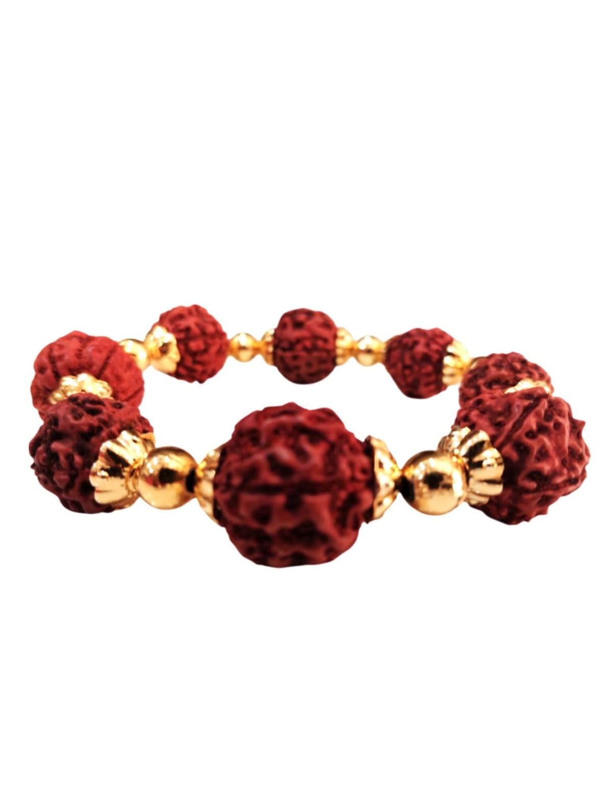 BookMyCostume Natural Brown Rudraksh Golden Plated Rudraksha Jewellery Set with Golden Beads – Rudraksha Mala for Ramleela, Festivals & Spiritual Events | Ideal for Kids & Adults - Image 8 thumbnail