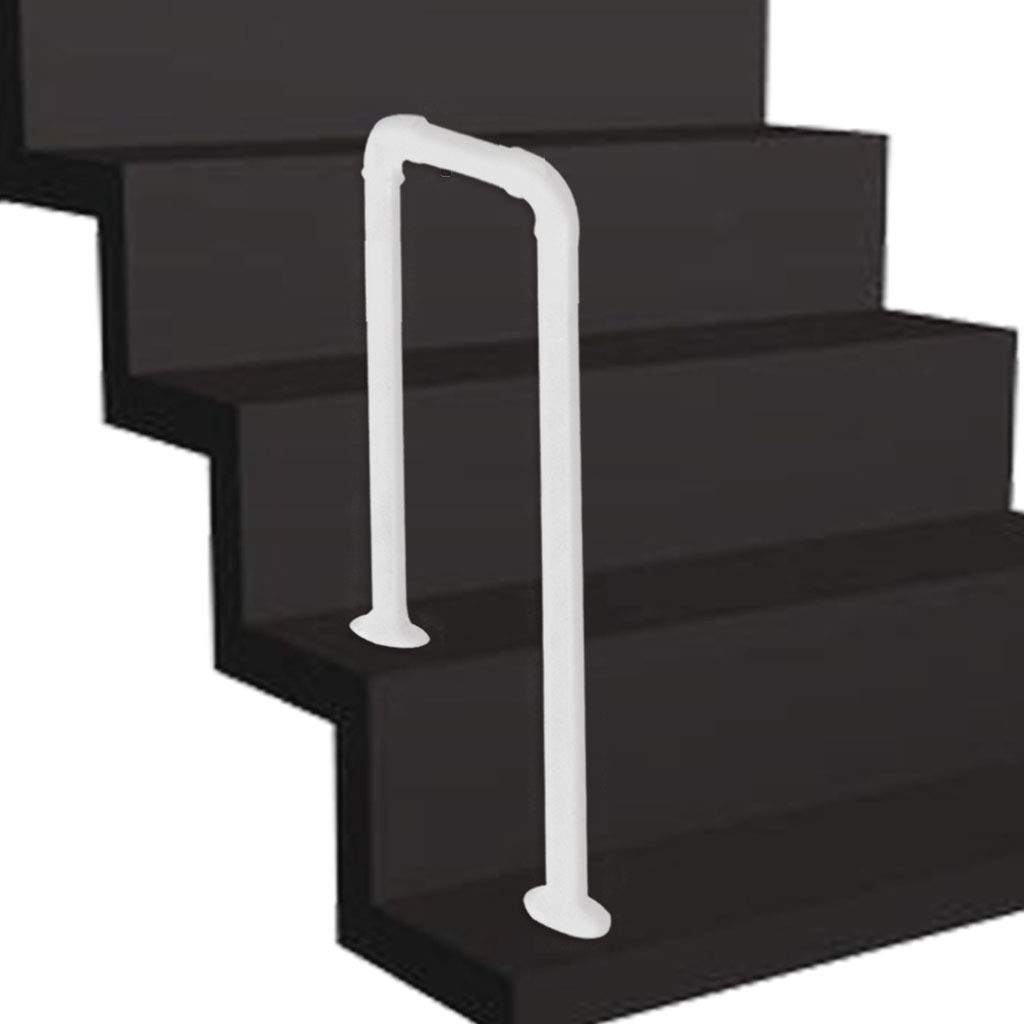 LWJSOCP Stair handrail Transitional Handrail Picket for Outdoor Porch Steps Wrought Iron Stair Handrails with Installation Kit Modern for Garden Indoor Villas (Matte White)