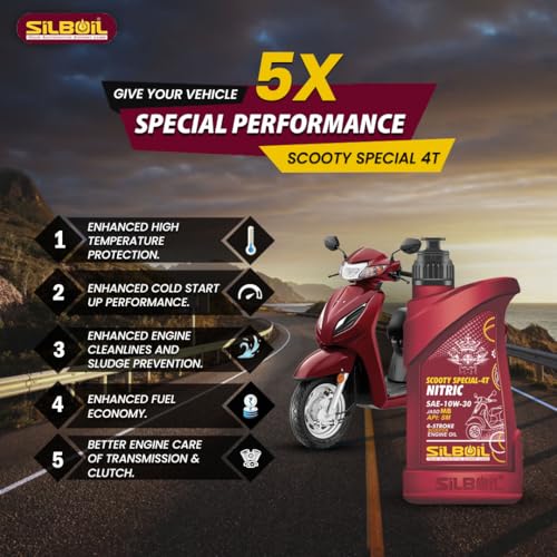 Image of SCOOTY SPECIAL 4T- NITRIC 10W-30 (API: SM) (JASO: MB) High Performance Synthetic Blend Engine Oil (800 ml, Pack of 1)