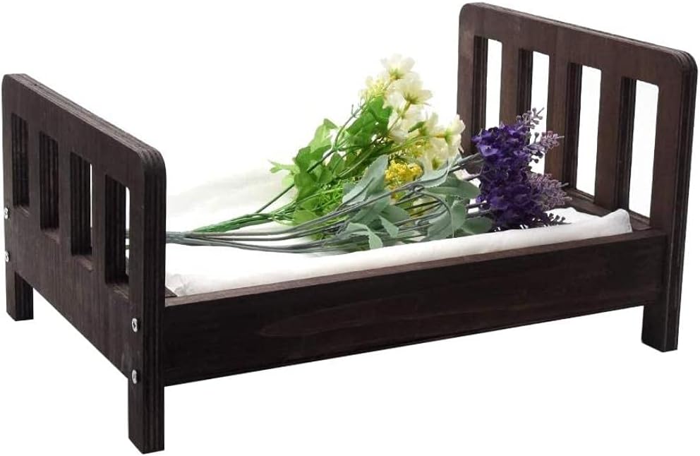 Crаzу Clеаrаnсе JIANWEI Baby Photography Bed, Newborn Photography Crib Props | Baby Photo Props White Wood Doll Bed, Detachable Photo Background for Baby Photo Studio Shoot Posing