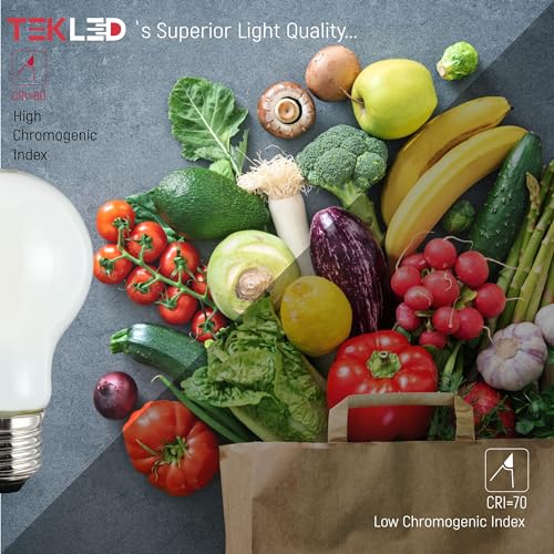 TEKLED® A60 GLS NONDIMMABLE Filament LED Bulbs | E27 Edison Screw | A19 Energy Saving 6.5W Light White Glass Bulb 60W Incandescent Bulb Equivalent | 6500K 890LM | 4-Pack | Cool Daylight - Image 4