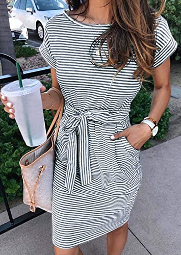 Image of MEROKEETY Women's 2026 Summer Short Sleeve Casual T Shirt Dress