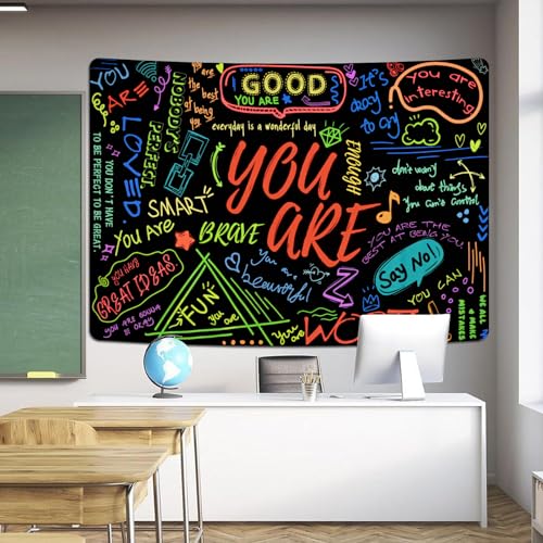 Uspring Blacklight You Are Tapestry Uv Reactive Inspirational Quote Tapestries Colorful Classroom Kid Tapestry Positive Saying Wall Hanging Aesthetic Tapestry For Teen Girl Bedroom thumb #3