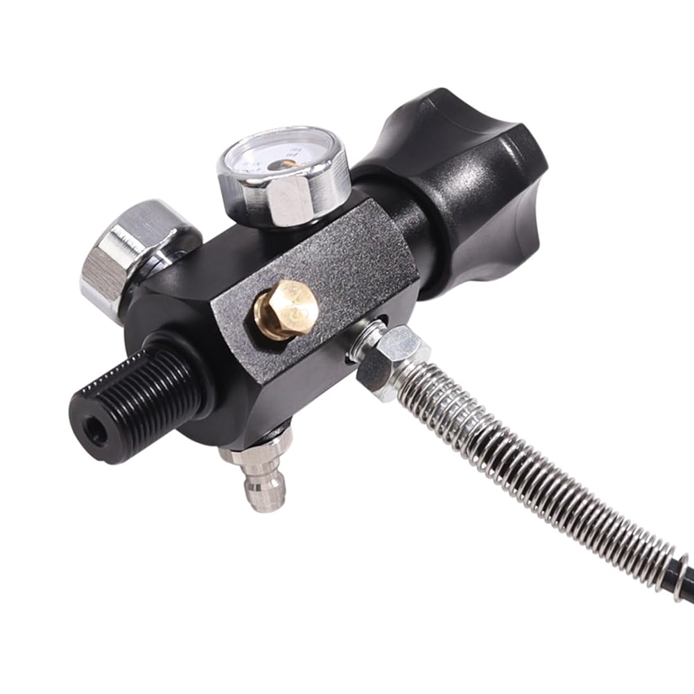 Válvula de carga de tanque de aire PCP, estación de llenado de doble calibre 5/8-18UNF 4500 Psi con manguera de alta presión de 20 mm, fácil instalación