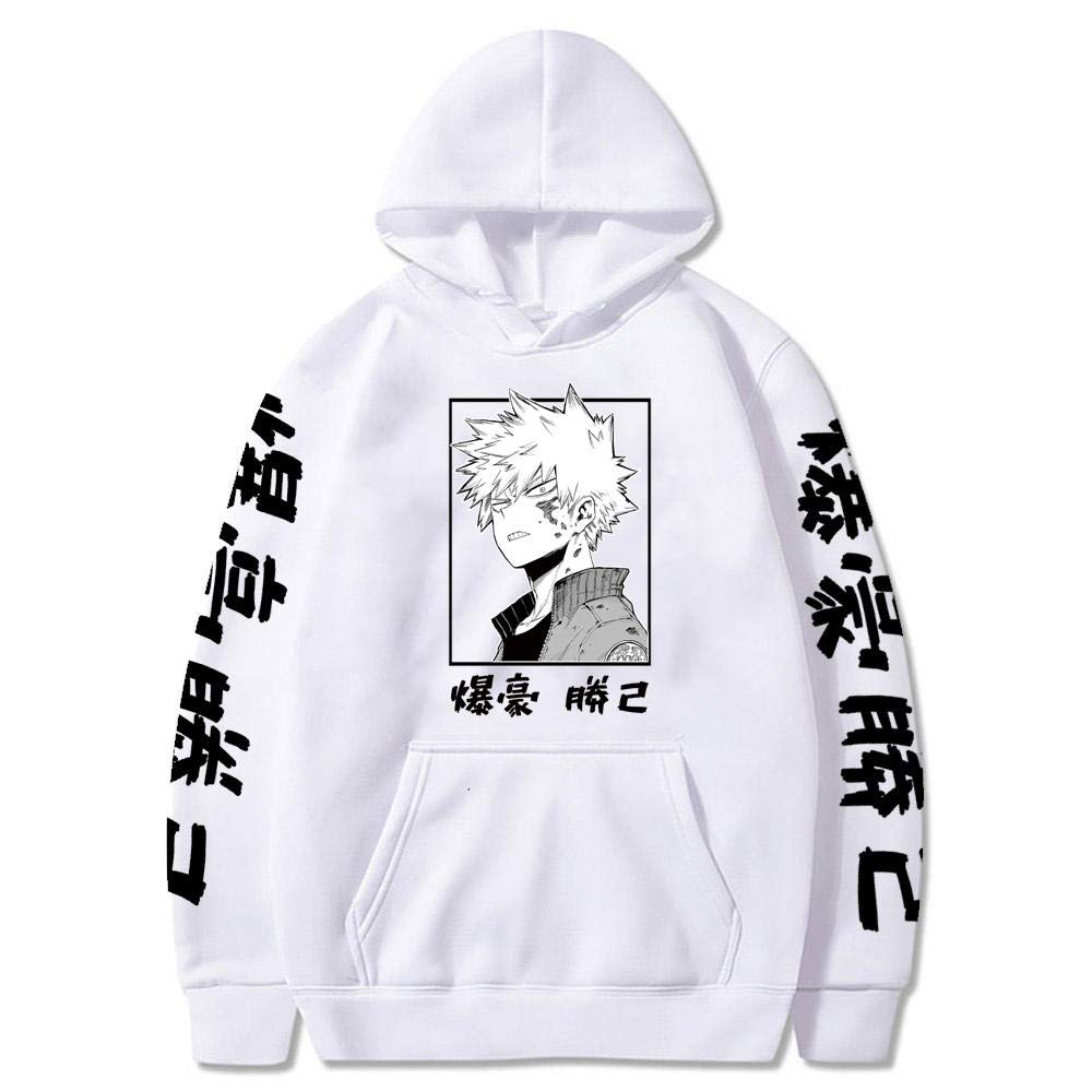 MHA Katsuki Bakugo Hoodies Sweatshirt Unisex Clothes Men Women Pullover Tops White