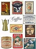Assorted Vintage Ephemera Coffee Label Images #1 on Collage Sheet for Photo Art, Scrapbooking, Collage, Decoupage