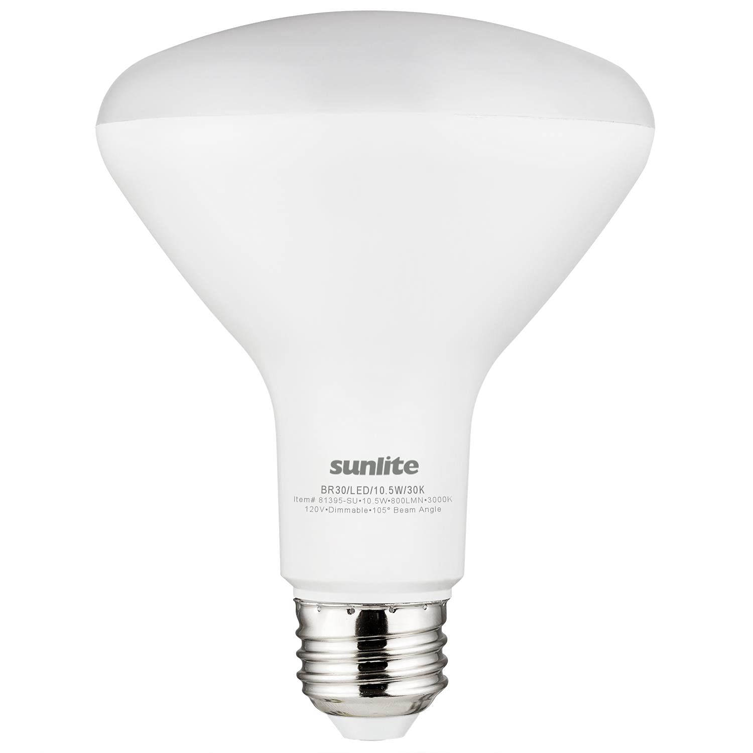 Sunlite 81395 LED BR30 Recessed Light Bulb 10 5 Watt 65w Equivalent 800 Lumens Medium E26 Base Dimmable