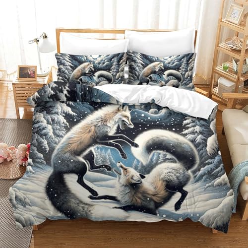 Parure de lit renard 3D en microfibre douce Super King Size - 2