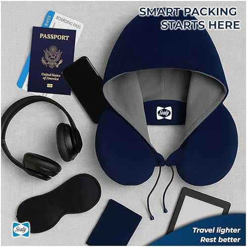 Almohada con capucha de espuma viscoelástica para viaje miniatura 7