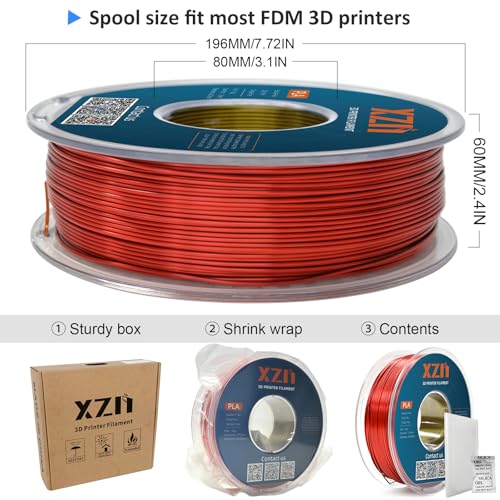 Image of Tri Color Silk PLA 3D Printer Filament, Rainbow Silk PLA Filament 1.75mm, + /- 0.02mm Accuracy, No Clog /Bubble, Durable, Vacuum Sealed, Fits Most FDM Printers, 1KG Spool - Red /Gold /Black