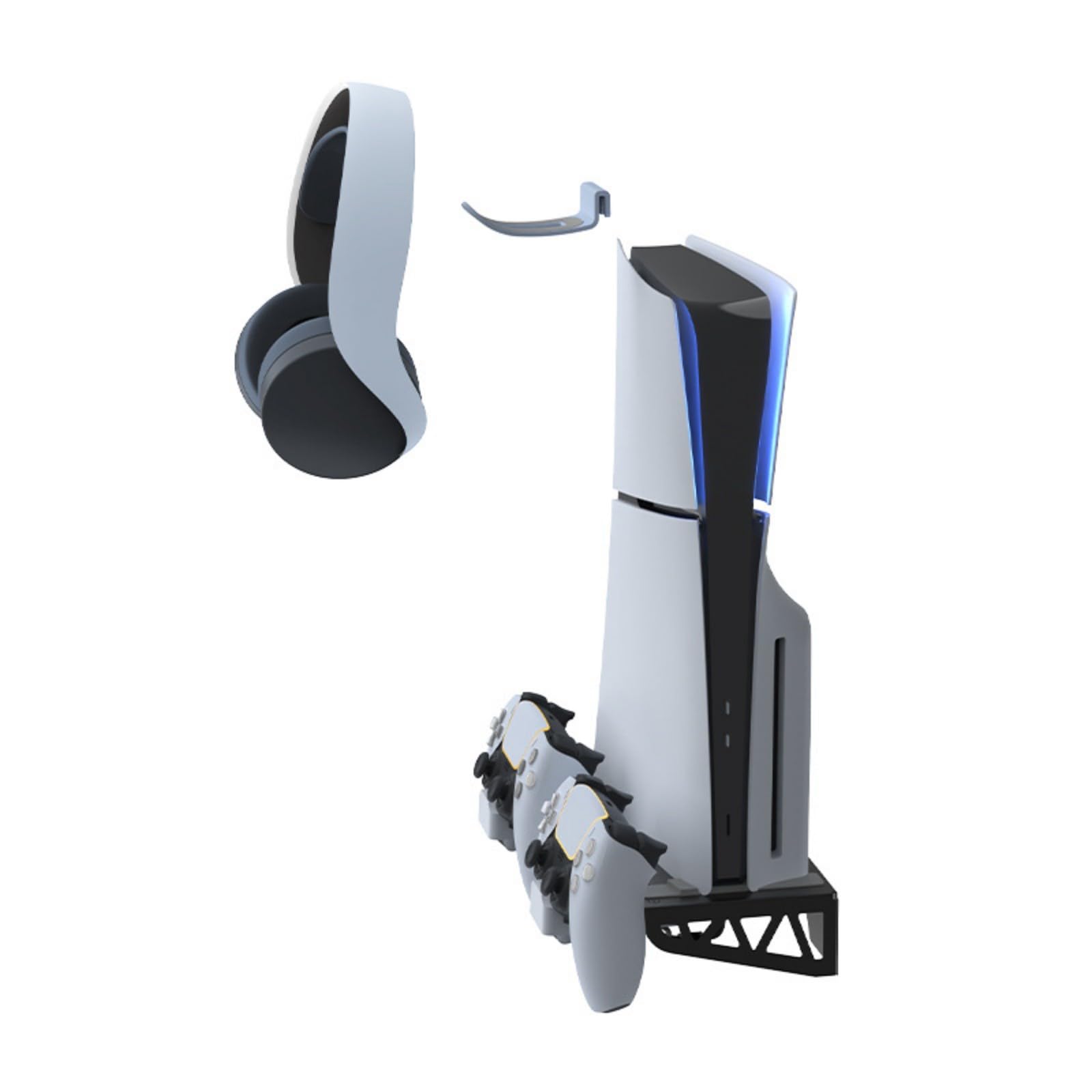 Soporte de almacenamiento multifuncional para consola de pared, soporte de ahorro de espacio con estación de carga y accesorios para colgar