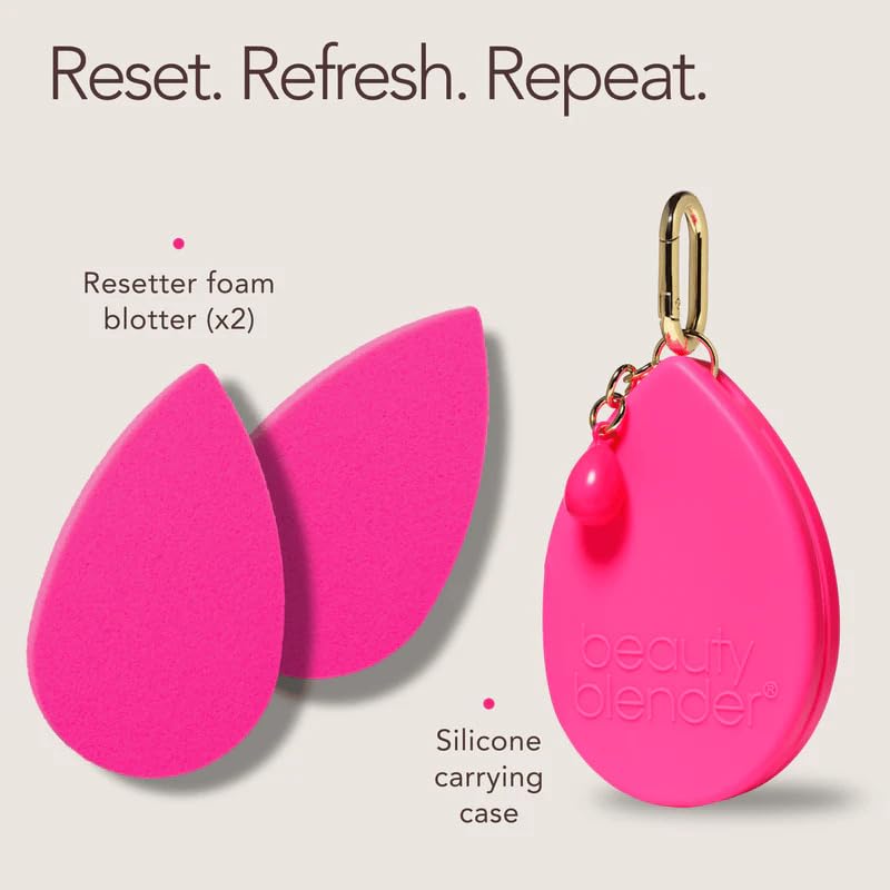 Image of Beautyblender Resetter Set of 2 Reusable Makeup Blotting Sponges | Oil Absorbing Face Blotter for Oily Skin, Removes Shine Without Smudging Makeup | Washable Foam Blotters with Silicone Travel Case