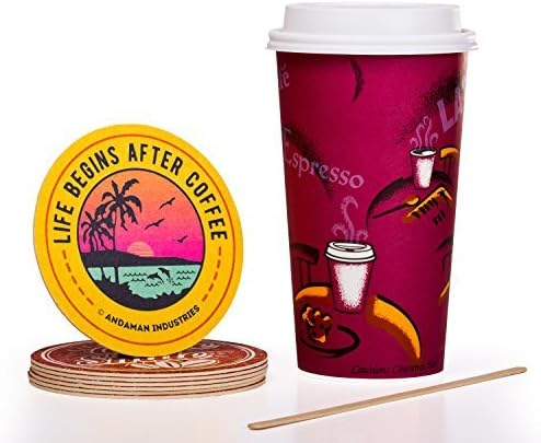 Solo Bistro 24 oz Hot Paper Coffee Cups (100ct) Bundle - Cup, Lid, Stir Stick, and Coaster - Eco-Friendly, BPA Free, Leak Resistant
