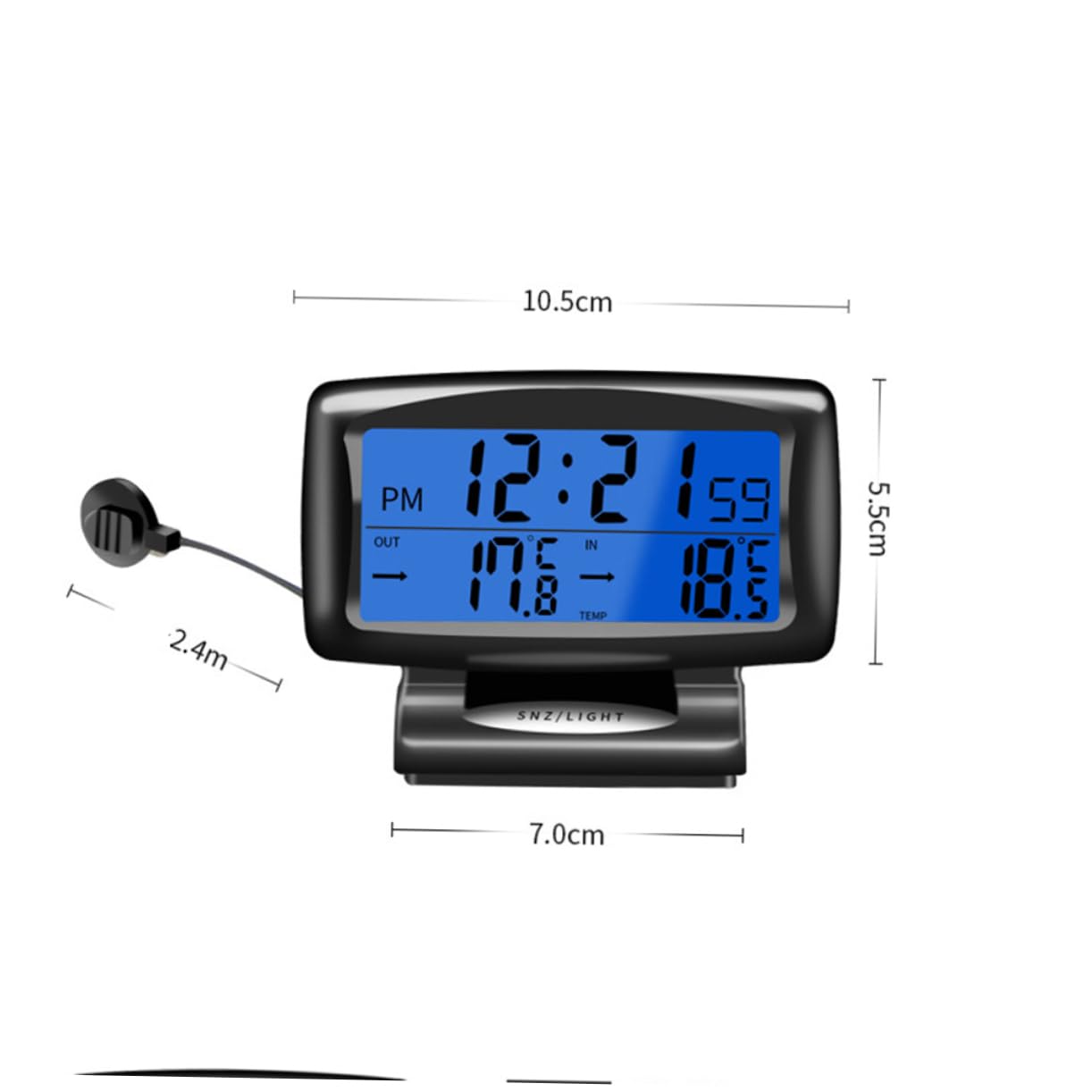 Dual Temperature Electronic Clock Car Thermometer Luminous Gauge for No Battery Included