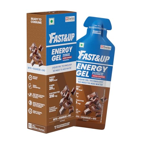 Image of Fast&Up Energy Gel- Chocolate Bourbon flavour (Caffeinated) - Pack of 6 Gel Sachets, For Instant energy boost, Improved endurance and performance