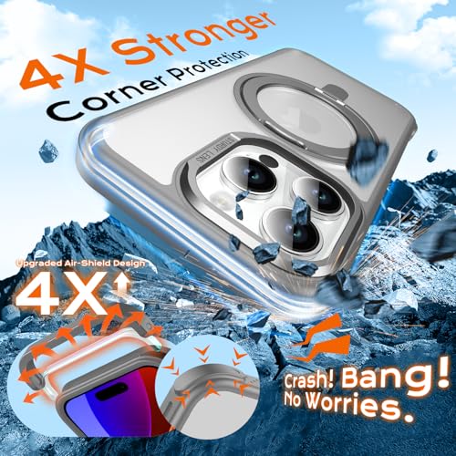 Funda iPhone 16 Pro soporte magnético 360 grados carcasa antigolpes mate gris 3