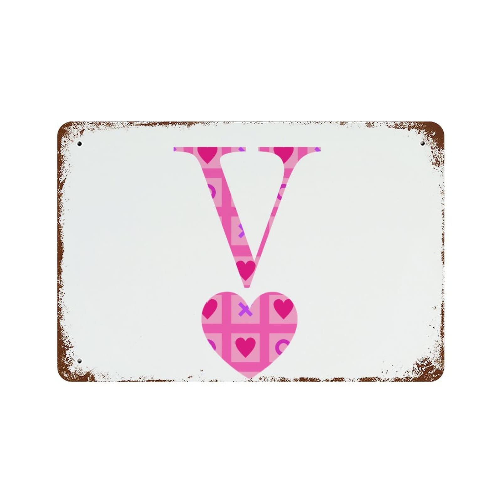 Cadeau pour couples : plaque en métal monogramme V pour la Saint-Valentin et déco rétro de bar