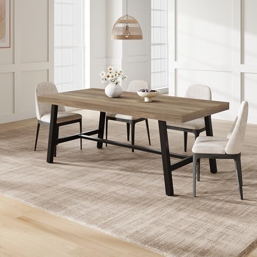 Image of GarveeHome Industrial Dining Table for 6-8 People, 70.87 inch Long Kitchen Table with Sturdy Metal Frame, Rectangular Counter for Dinner, Kitchen, Dining Room (Rustic Pear, 71 inch Non-extendable)