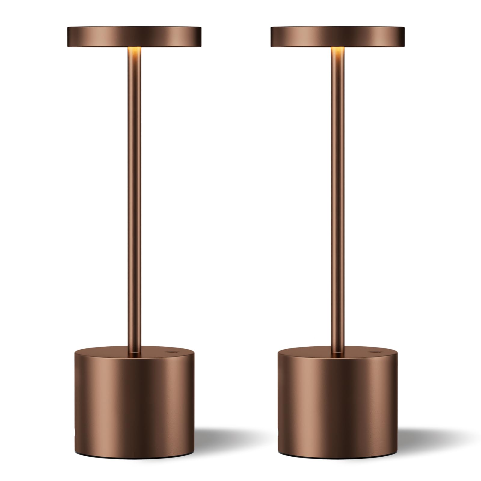 Kakanuo Brown Cordless Lamp Set, Rechargeable Lamp, 3 Color Temperature, LED Outdoor Wireless Lamps, Battery Operated Lamps, Stepless Dimmable, Touch