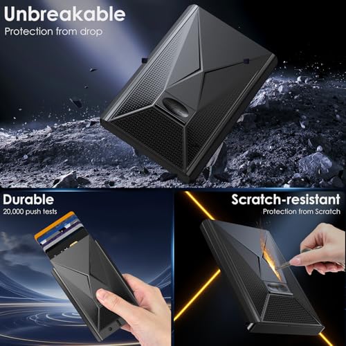 Men's Slim Card Holder: RFID Blocking, Pop-Up Style, Durable Aluminum Material, Holds 18+ Cards, with Money Clip, Minimalist Business Design4