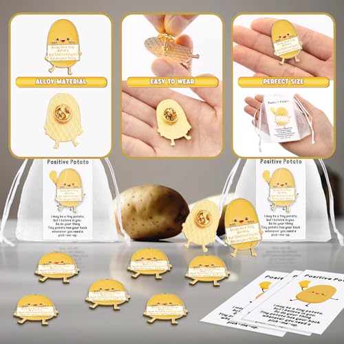 Image of Hotop 30 Set Potato Gifts Bulk Funny Lapel Pin Set Nurse Week Party Favors with Inspirational Card, Organza Bag Positive Emotional Support for Tech Nurse Practitioner Week
