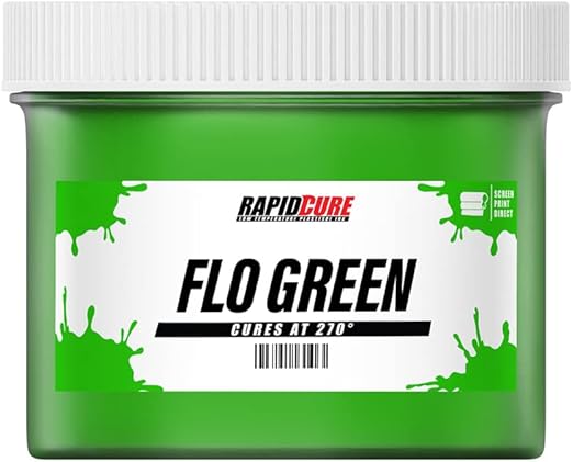 Rapid Cure® Screen Printing Ink Fluorescent Green (8oz.) - Plastisol Ink for Screen Printing, Fast Curing Fabric Paint - Screen Print Direct®, USA Made