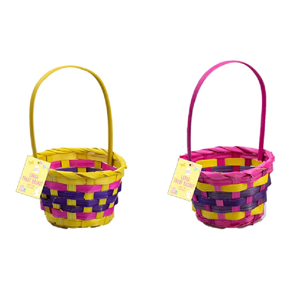 Gem Imports Multicolour Easter Yellow Large Woven Treat Basket 40Cm