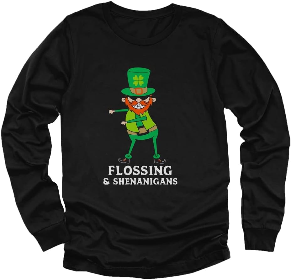 Tstars St Patricks Day Irish Clover Floss Leprechaun Youth Kids Long Sleeve T-Shirt