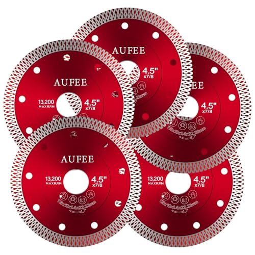 5 Pcs 4 1/2 inch Ultra-Thin Tile Cutter Diamond Saw Blades, Glass Grinding & Cutting disc, Professional Tools for Angle Grinder, Wood, Metal, Porcelain, Ceramic, Granite, Marble, 7/8