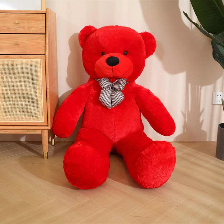 Image of 3 feet Big Teddy Bear Soft Toy for Baby Girl Pink Soft Plush Toys for Kids Cuddly Stuffed Animal Plushie Ideal Gift for Toddlers, Babies Girls Washable Material 90 cm Red