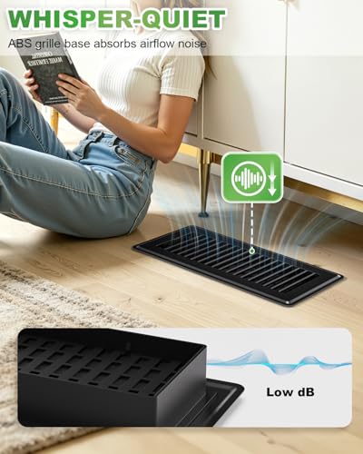 Image of 4x10 Floor Register, Black Adjustable Airflow for Home Floor Vents, 12 Pack