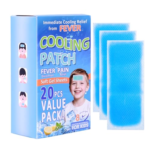 Kühlpflaster 20 Stück Schmerzlinderung bei Kopfschmerzen Kinder-Kühlpads beruhigen Kopfschmerzen Muskelschmerzen kühl und bequem (20 Stück)