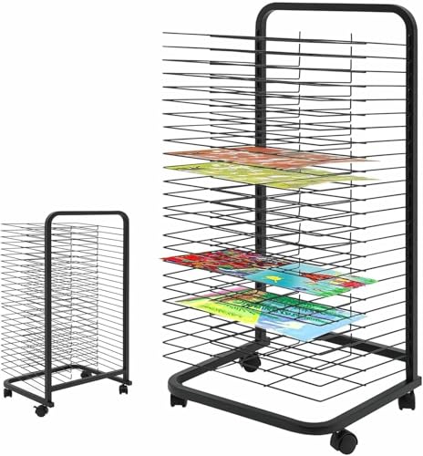Estante de secado artístico de acero con ruedas, diseño plegable para ahorrar espacio, ideal para educación y clubes de arte
