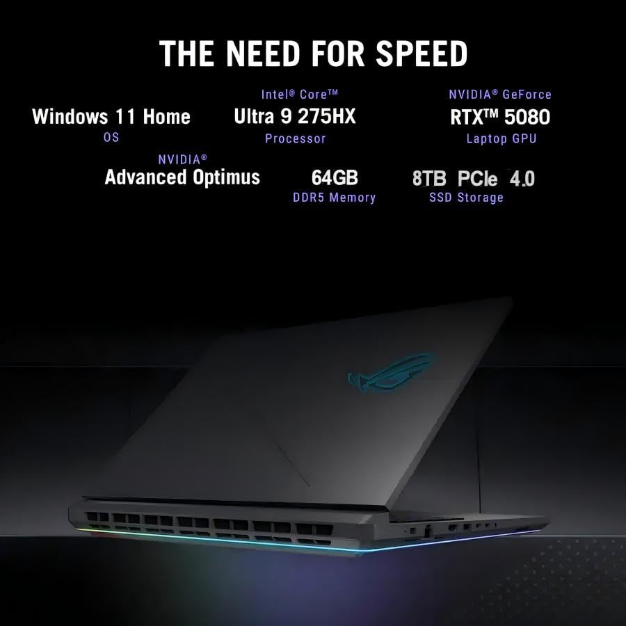 Image of ASUS 2025 ROG Strix G18 Gaming Laptop, Intel 24-Core Ultra 9 275HX(Up to 5.4 GHz), NVIDIA RTX 5080 16GB GDDR7, 18 inch 240Hz 3ms 2.5K Screen, 64GB DDR5, 8TB SSD, Wi-Fi 7, Windows 11 Pro, Accessory Kit