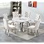 White Silver Table & 6 Beige Chairs