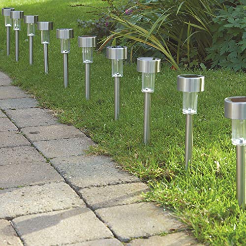 Babz - 10 x GARDEN SOLAR POWERED STAINLESS STEEL Post LIGHTS