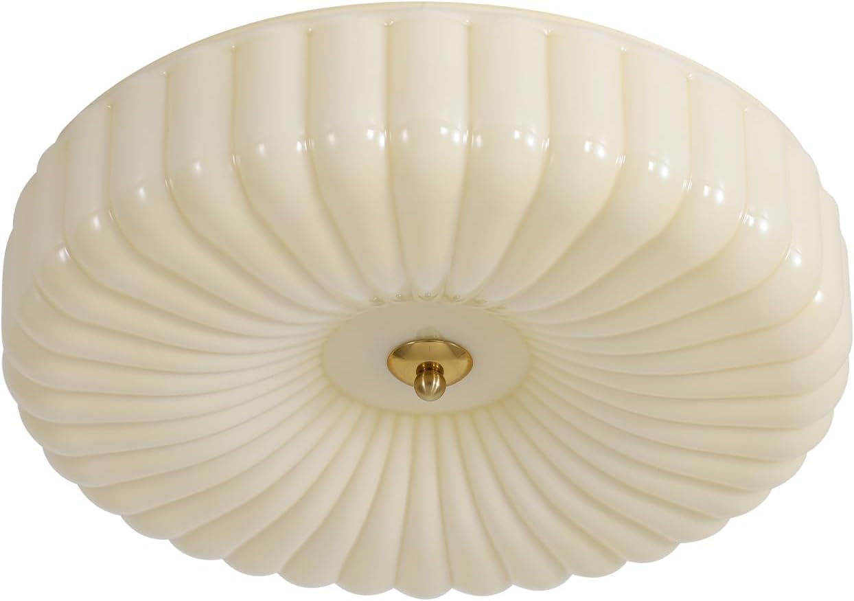 KCO Mid-Century Modern Yellow Glass Round LED Ceiling Light, 15.7โ (L) x 15.7โ (W) x 5.1โ (H), Living Room, Indoor Use