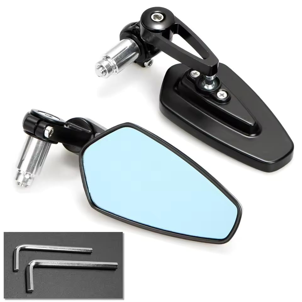 Specchietti End-Bar Moto/Bici Universali per Honda SH 125 150 350 in Alluminio CNC – Alta Resistenza, Orientabili, Facile Installazione – Per Manubri Ø 22 mm (Nero)