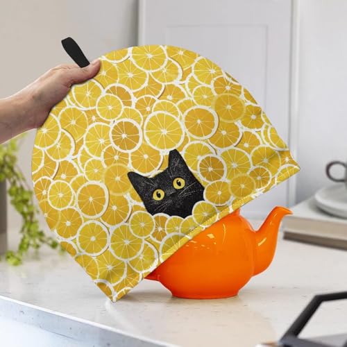 Image of Tea Pot Cover Yellow Lemon Print Teapots Cosy Insulated Tea Cozies Home Kitchen Decoration Teapot Dust Cover Warming Tea Kettle Quilt Creative Gifts for Party
