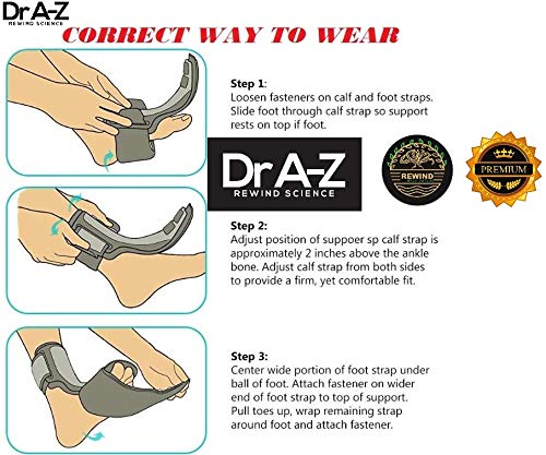 Dr A-Z Dorsal Night Splint Ankle Support Brace Plantar Fasciitis Feet Ankle Brace Arch Support Pain Relief Effective for Heel Arch Foot Pain, Achilles Tendonitis Bonus Alert Card - Thumbnail 5