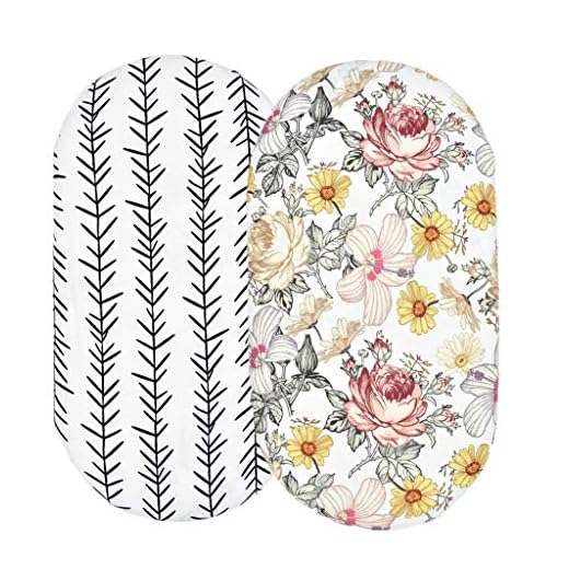 Manyao Drap Housse Bébé, Drap Housse Lit Bebe Matelas Couffin Polyester Tricoté, Drap Nacelle Élastique Protège Matelas pour Fille Garçon (Lot de 2- D)