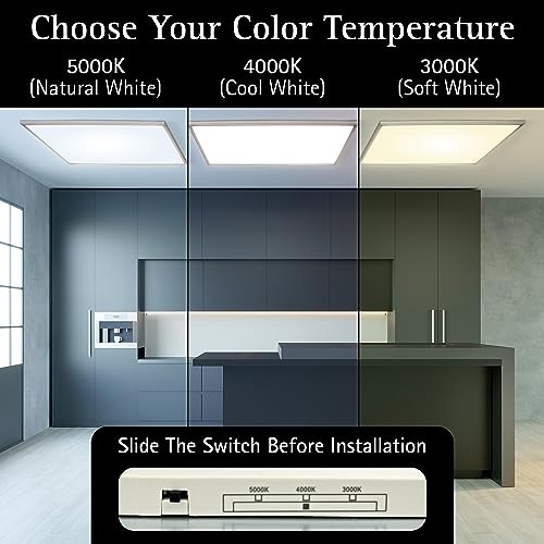 Image of UltraLux 2x4 Surface Mount Slim LED Panel Dimmable 3CCT Brushed Nickel 2Pk