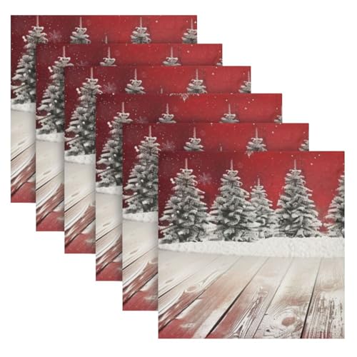 Servilletas de tela navideñas estampadas multicolor set 6 miniatura 2