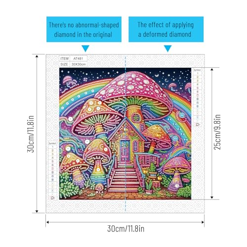 Image of AiYuanzsh Mushroom House Diamond Art Painting Kits for Adults, 5D Special Shape Diamond Art Kits for Beginners, Crystal Rhinestones Diamond Art Painting for Home Wall Decoration Gift 12x12 inch