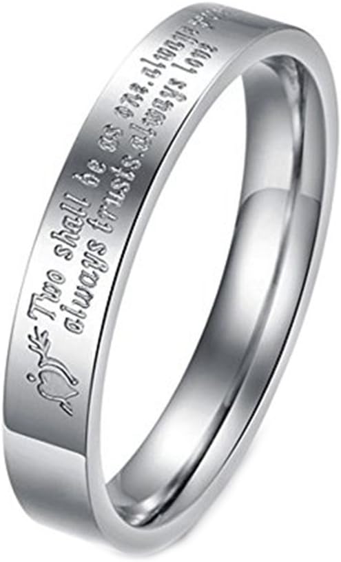 Fashion Jewelry "Two Shall Be As One. Always Protects. Always Trust. Always Love" Stainless Steel Promise Couple Ring----Lady's Ring;Size 6