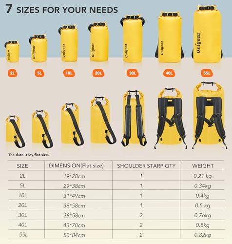 Image of Unigear Floating Waterproof Dry Bag for Kayaking, 2L /5L /10L /20L /30L /40L
